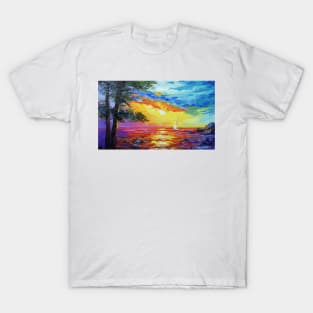 Sailboat at sunset T-Shirt